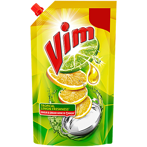 Vim Lemon Dishwash Liquid Gel, 130 ml Pouch