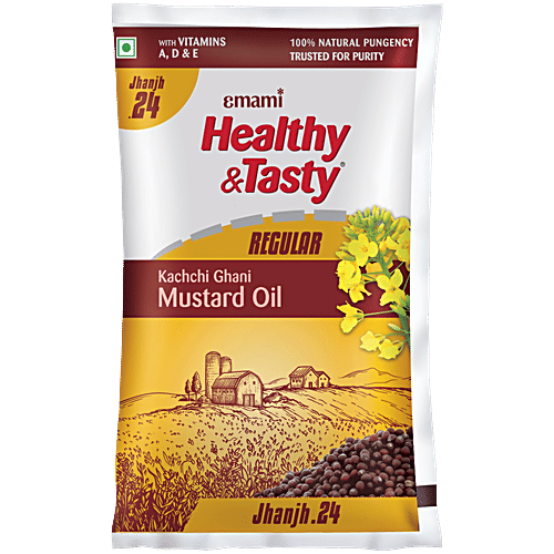 Emami Healthy & Tasty Regular Kachchi Ghani Mustard Oil, 825 g