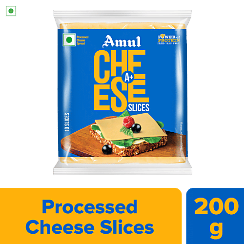 Amul A+ Cheese Slices, 200 g (10 Slices x 20 g)
