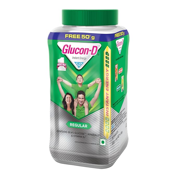 Glucon-D Regular Glucose Powder, 450g+ 50g Jar