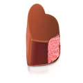 Heart-shaped chocolate with a pink interior on a white background