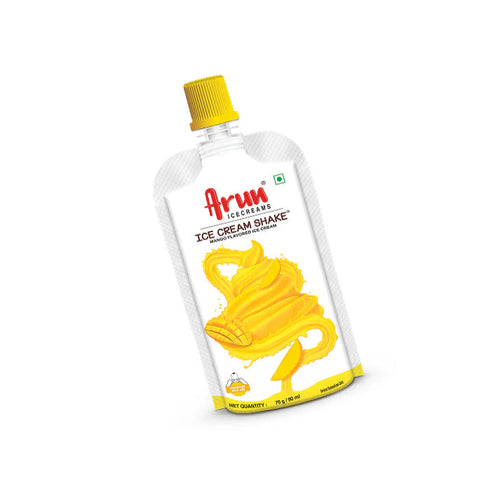 Arun Ice Cream Shake packaging with yellow lid on a white background