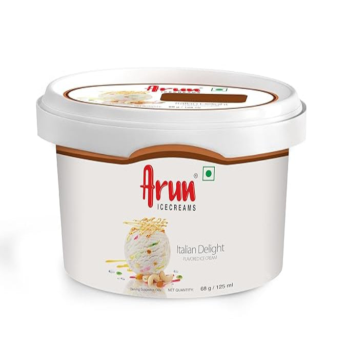 Arun Icecreams Italian Delight container on a white background