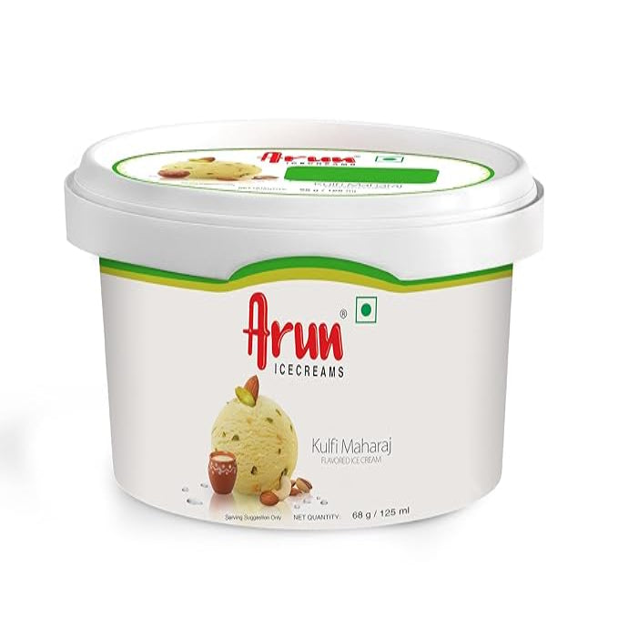 Arun Icecreams container with a depiction of ice cream on a white background