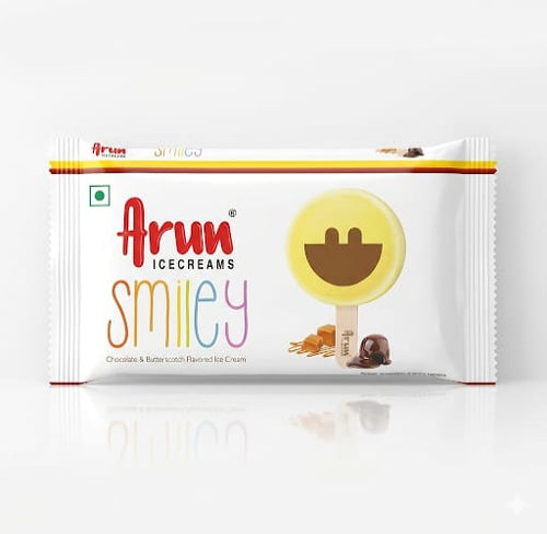 Arun Icecreams Smiley ice cream packaging on a white background