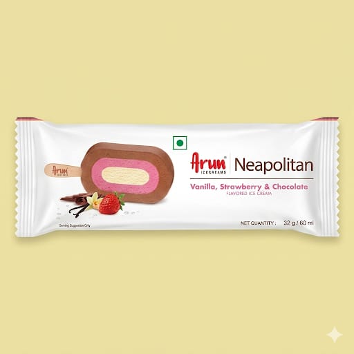 Arun Neapolitan Vanilla, Strawberry & Chocolate, 60 ml