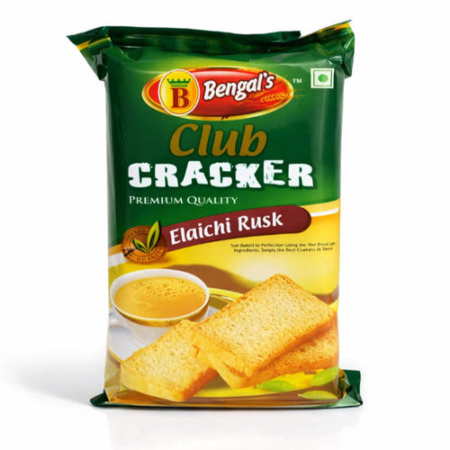 Packaging of Bengal's Club Cracker Elaichi Rusk on a white background