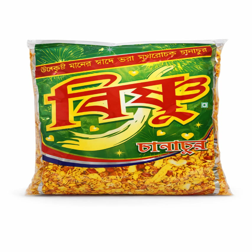 Packaged food product with a colorful label on a white background