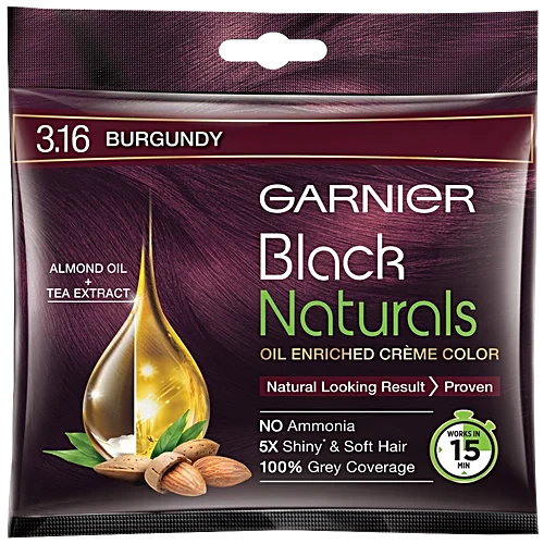 Garnier Black Naturals Natural Burgundy Hair Colour, 40 g