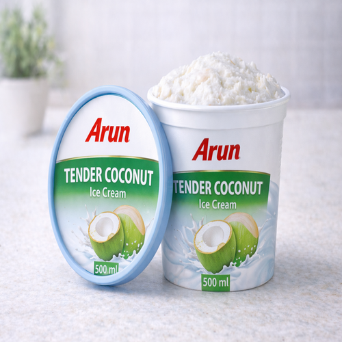 Arun Tender Coconut Ice Cream container on a light background