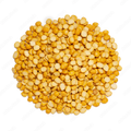Yellow split peas on a white background