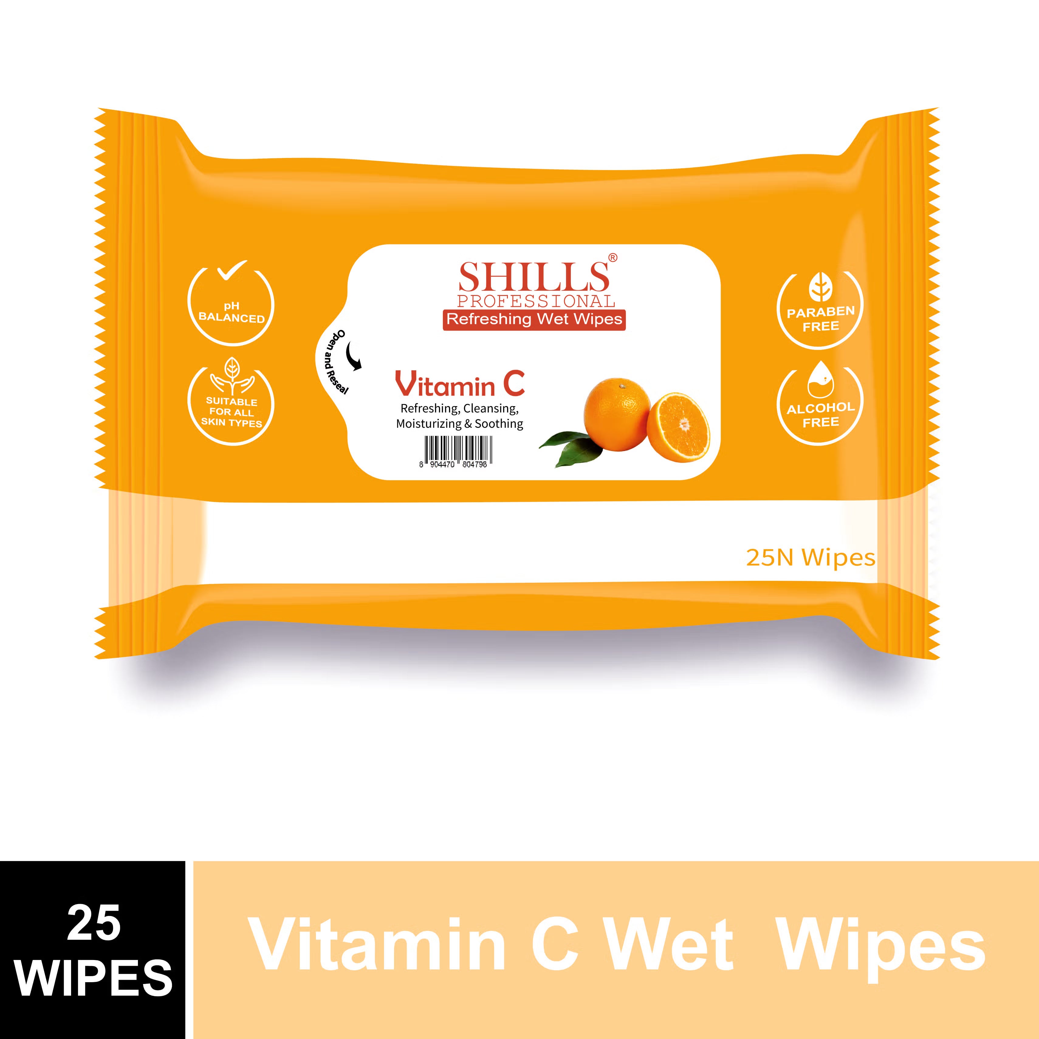 Shills Professional Fresh Vitamin C Wet Wipes, 25 N
