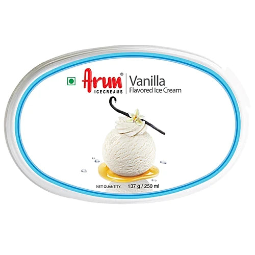 Vanilla ice cream container with vanilla bean on a white background