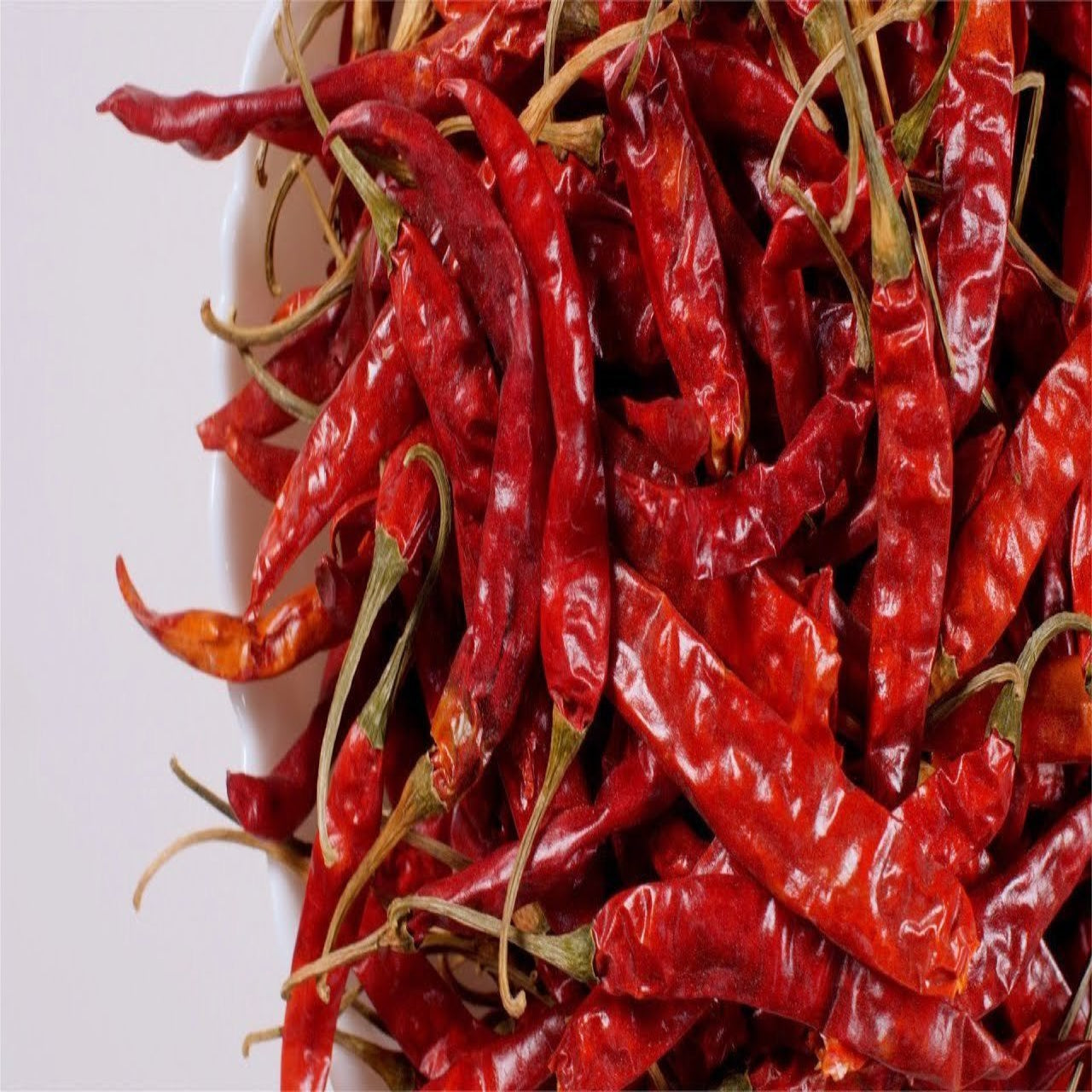 Red chili peppers on a white background