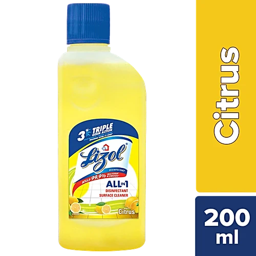 Lizol Disinfectant Surface & Floor Cleaner Liquid - Citrus, 200 ml