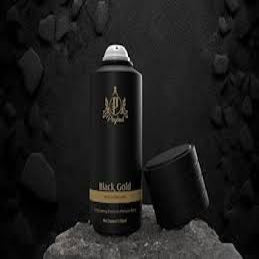 Black and gold hair product can on a dark background